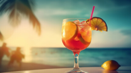 Summer cocktail. Illustration AI Generative.