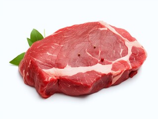 Raw fresh beef steak isolated on a white background. Top view.