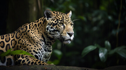 Fototapeta na wymiar jaguar in the amazon rainforest. Generative AI