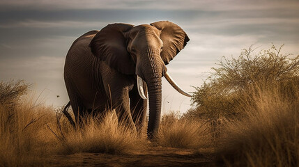 Fototapeta na wymiar elephant in the savannah. Generative AI
