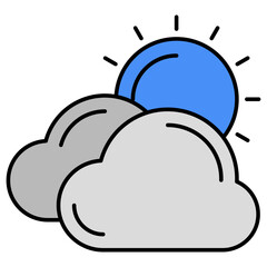 A unique design icon of partly cloudy day 