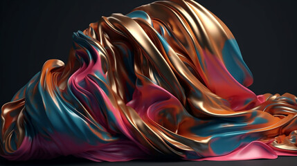 Obraz na płótnie Canvas Abstract Background. Silk Waves. Colorful. Generative AI. #16