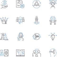 Fototapeta premium Personnel scrutinizing line icons collection. Audit, Screening, Investigation, Inspection, Verification, Analysis, Evaluation vector and linear illustration. Review,Check,Judgement Generative AI