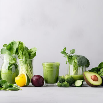 Green smoothie. Illustration AI Generative.