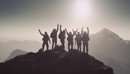 Teamwork success concept. Illustration AI Generative.