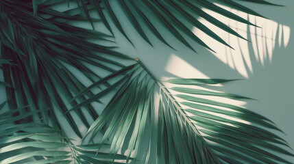 Palm leaf shadow background. Illustration AI Generative.