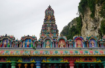 colorful hindu temple at the batu caves in kuala lumpur