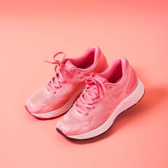 Pink running shoes. Illustration AI Generative.