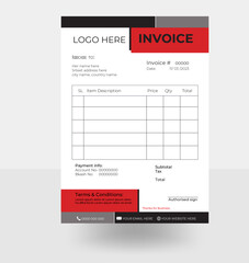 Obraz premium Corporate Business Invoice design template with red and black color. vector.