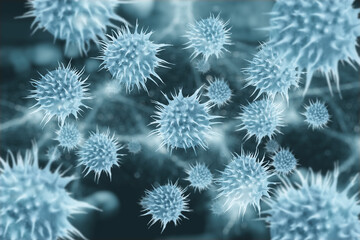 Viruses on the blurred background.