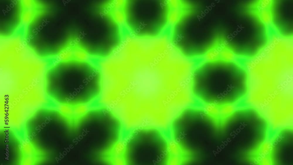 Poster kaleidoscopic pattern flashes brightly on black background. motion. bright flashes of kaleidoscopic 