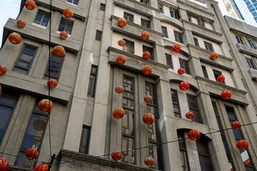 colorful red chinese lanterns in the streets of manila