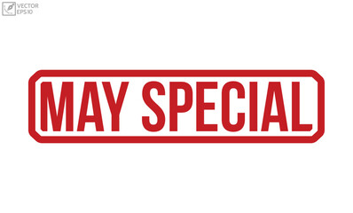 May Special Red Rubber Stamp vector design.