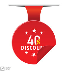 40% Discount Vector banner ribbon design.
