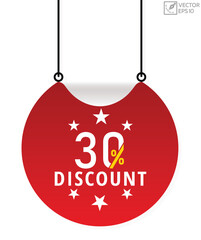 Vector illustration modern 30% Discount banner, Isolated web element.