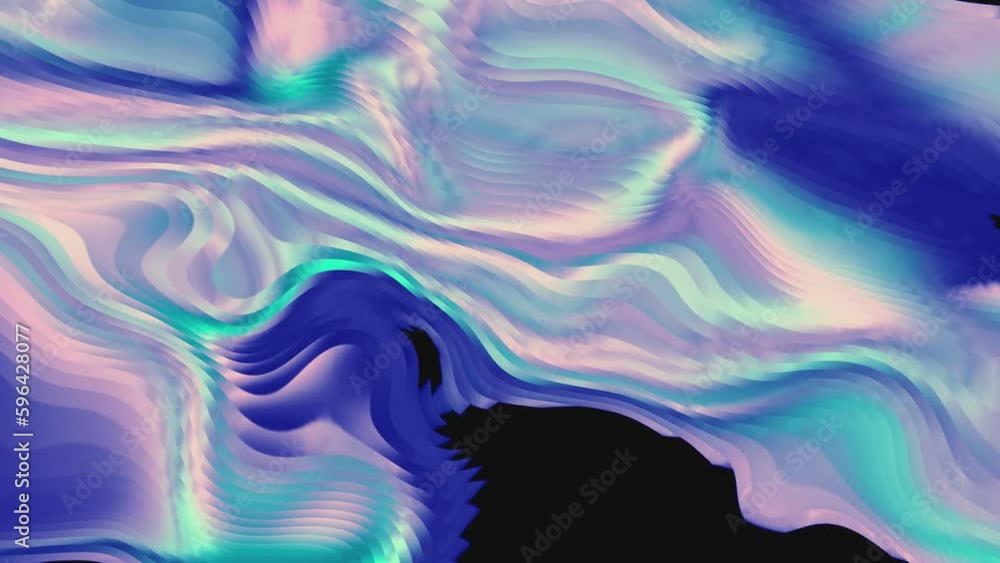 Poster moving background with stream of computer ripples. motion. colorful liquid ripples moving on black b