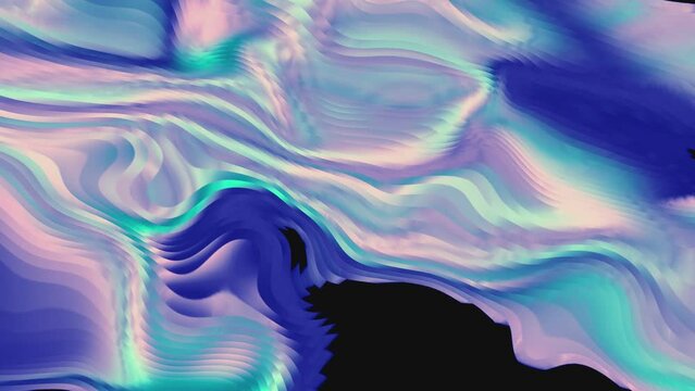 Moving background with stream of computer ripples. Motion. Colorful liquid ripples moving on black background. Glitch effect of fast moving liquid in cyber style