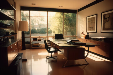 Modern artsy contemporary home office interior design. Generative AI