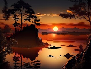 Beautiful sunset landscape