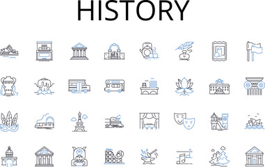 History line icons collection. Culture, Legacy, Tradition, Timeline, Chronology, Past events, Ancestral records vector and linear illustration. Anecdotal accounts,Chronicles,Folklore Generative AI