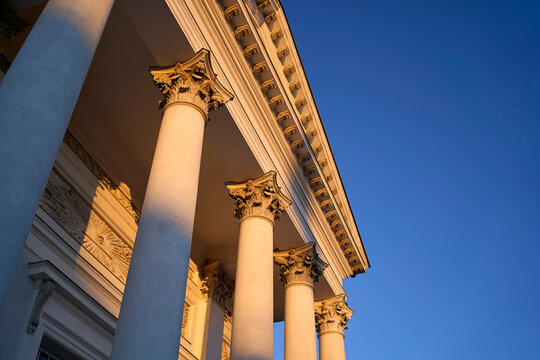 Close up of Helsinki Cathedral in sunset, Helsinki Finland