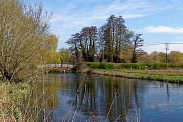 Fototapeta na wymiar River Avon at Upper Woodford - Wiltshire, United Kingdom