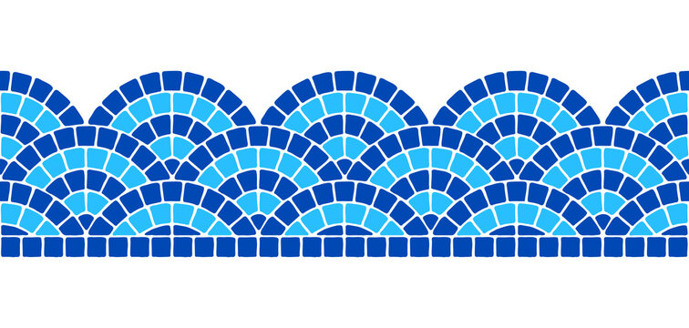 Ancient geometric mosaic seamless border. Decorative antique stone ornament.
