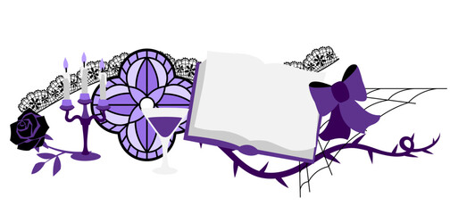 Greeting card in gothic style. Illustration for holiday and party. Halloween or masquerade.