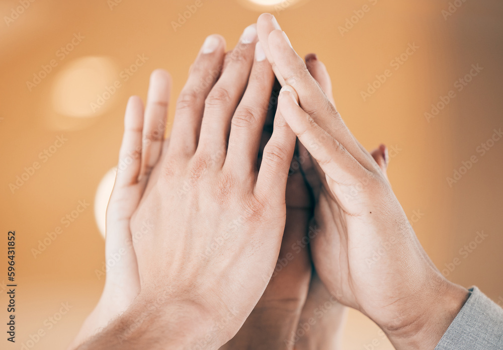 Poster Sometimes you just need some support. Shot of a group of unrecognizable businesspeople giving each other a high five at work.