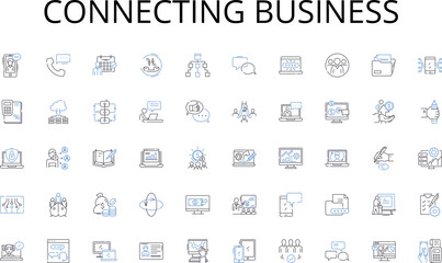 Connecting business line icons collection. Conservation, Biodiversity, Renewable, Green, Restoration, Ecology, Carbon vector and linear illustration. Oceans,Ecosystem,Reduction outline Generative AI