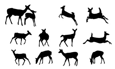 set of deer silhouettes