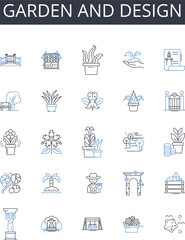 Fototapeta na wymiar Garden and design line icons collection. Inspirational, Motivational, Aspirational, Iconic, Admirable, Exemplary, Exceptional vector and linear illustration. Esteemed,Respectable,Heroic Generative AI