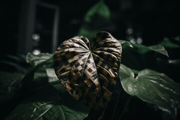 Image of large checkered leaf. Generative AI