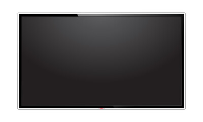 Realistic modern TV screen mock up. Large computer monitor display. Blank television template. Png clipart isolated cut out on transparent background - 596433623