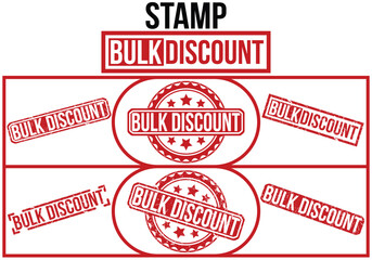 Bulk discount stamp red rubber stamp on white background. Bulk discount stamp sign. Bulk discount stamp SET.