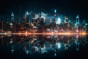 Obraz na płótnie Canvas Modern metropolis, close future. Generative AI