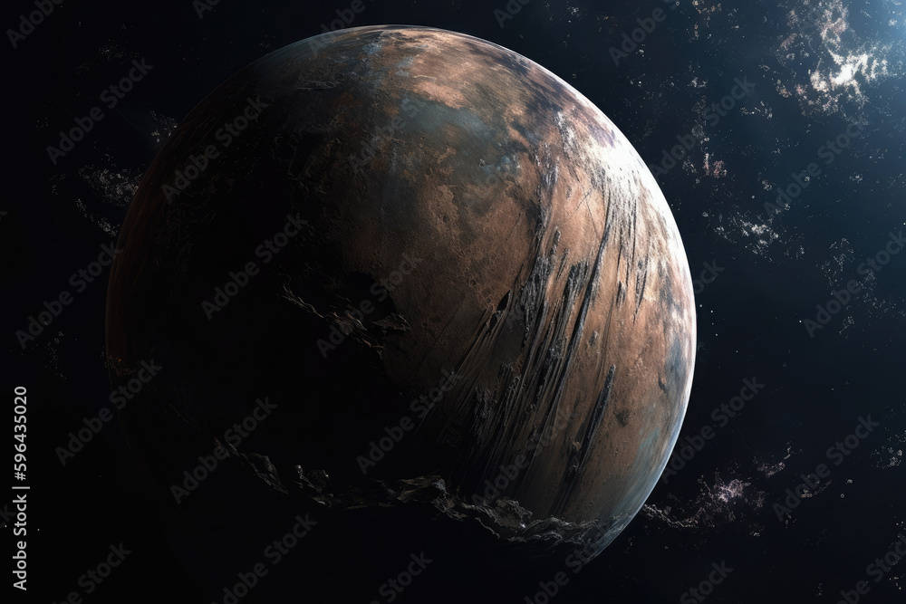 Poster unknown planet, view from space. deep space exploration. search for a planet to colonize. created wi