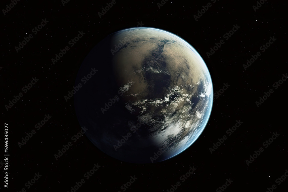 Wall mural unknown planet, view from space. deep space exploration. search for a planet to colonize. created wi