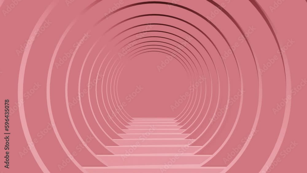 Poster pink abstract background with round arches corridor. abstract animation