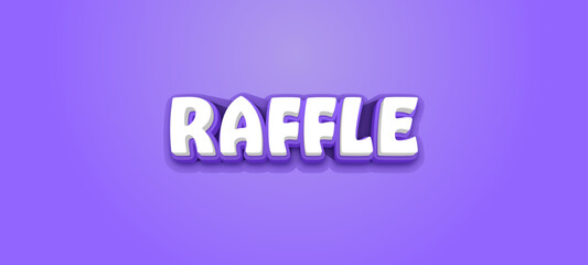 RAFFLE - Vector typography with 3d effect on purple background