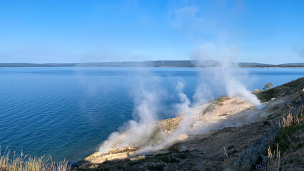 Steamboat Point and Yellowstone Lake in Yellowstone National Park