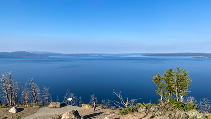 Butte Overlook and Yellowstone Lake in the summer