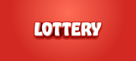 LOTTERY - Vector typography with 3d effect on red background