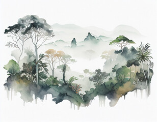 A Watercolor of a Dense Rainforest | Generative AI