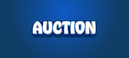 AUCTION - Vector typography with 3d effect on blue background