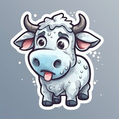 Adorable Cartoon Cow Illustration - Fun Farm Animal Sticker Design: Generative AI