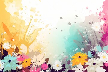 Fototapeta na wymiar Blossoming Abstract Banner: A Spring Artwork Background with Digital Painting and Invitation Card Concepts: Generative AI