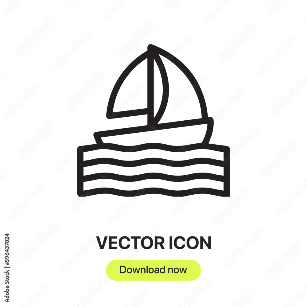 Poster sail boat icon vector. linear style sign for mobile concept and web design. sail boat symbol illustr
