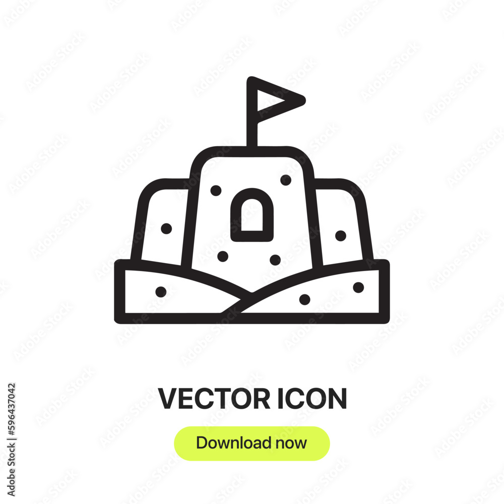 Poster sand castle icon vector. linear style sign for mobile concept and web design. sand castle symbol ill