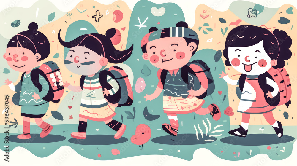 Poster a hand-drawn character design was created for a back to school fun project - generative ai